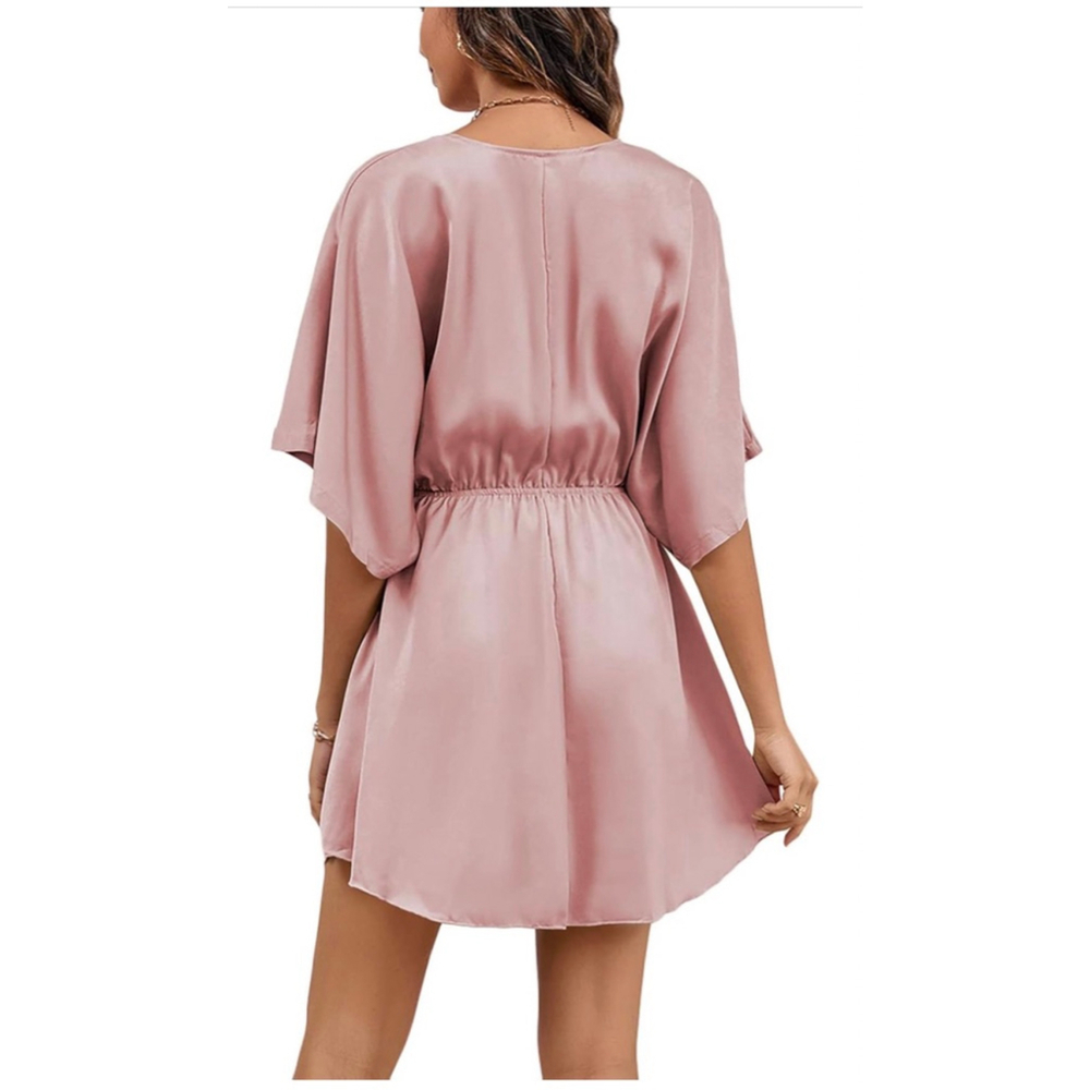 NEW Dusty Pink Satin Mini Dress XL - Picture 5 of 11
